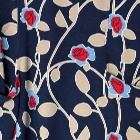 J. McLaughlin Catalyst Dress Women's Size Medium Navy Coral Saint Germain Floral - Picture 3 of 5